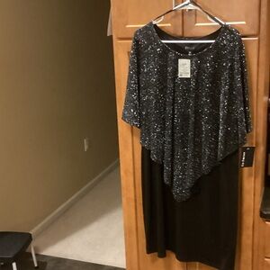 Enfocus Studio Black and Silver Asymmetrical Dress